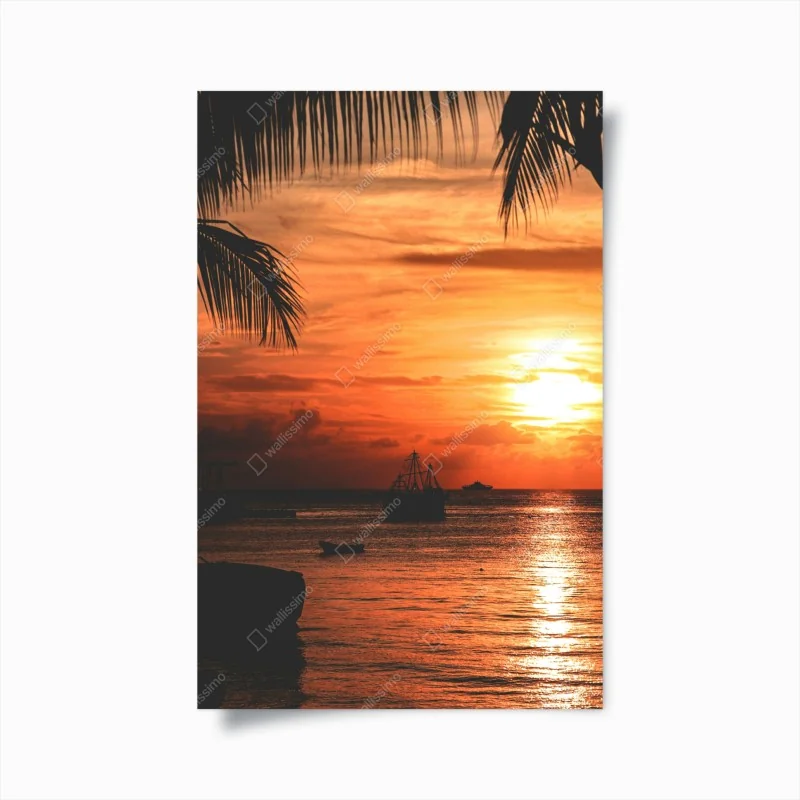 Poster tropischer sonnenuntergang am meer