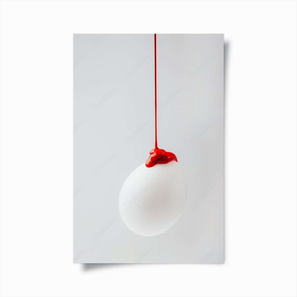 Poster rote farbtröpfchen auf weißem ei – Wallnifity®