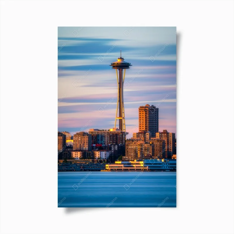 Poster ruhige blaue wellen mit goldakzenten – Wallnifity®