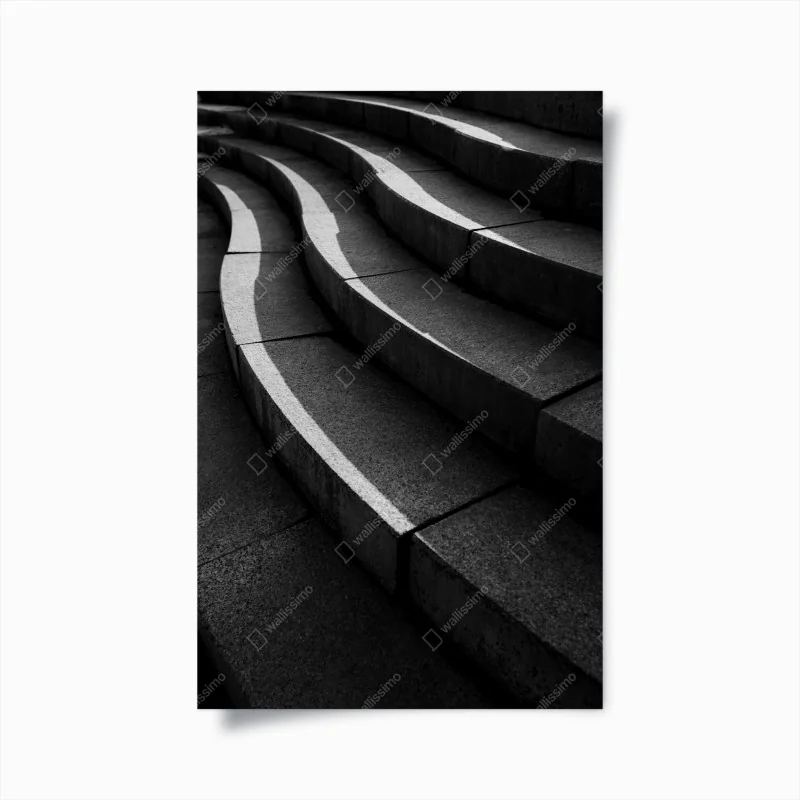 Poster geschwungene betontreppe im schatten