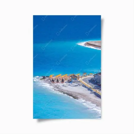 Poster Rhodos strand mit bunten sonnenschirmen – Wallnifity®