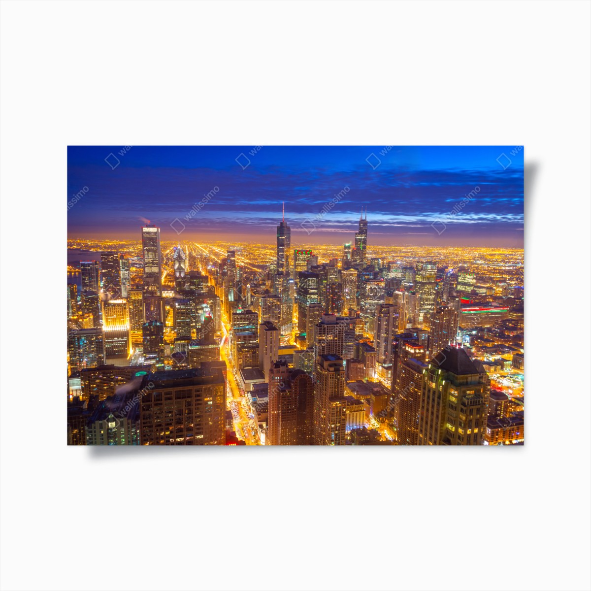 Poster Chicago nächtliche skyline panorama – Wallnifity®