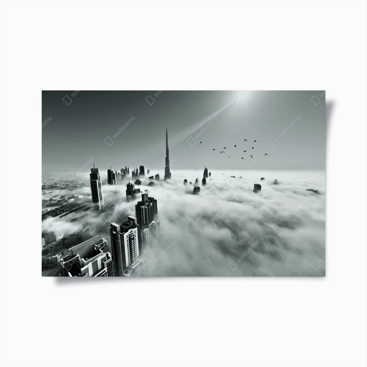Poster neblige skyline von Dubai über den wolken – Wallnifity® Poster neblige skyline von Dubai über den wolken – Wallnifity®