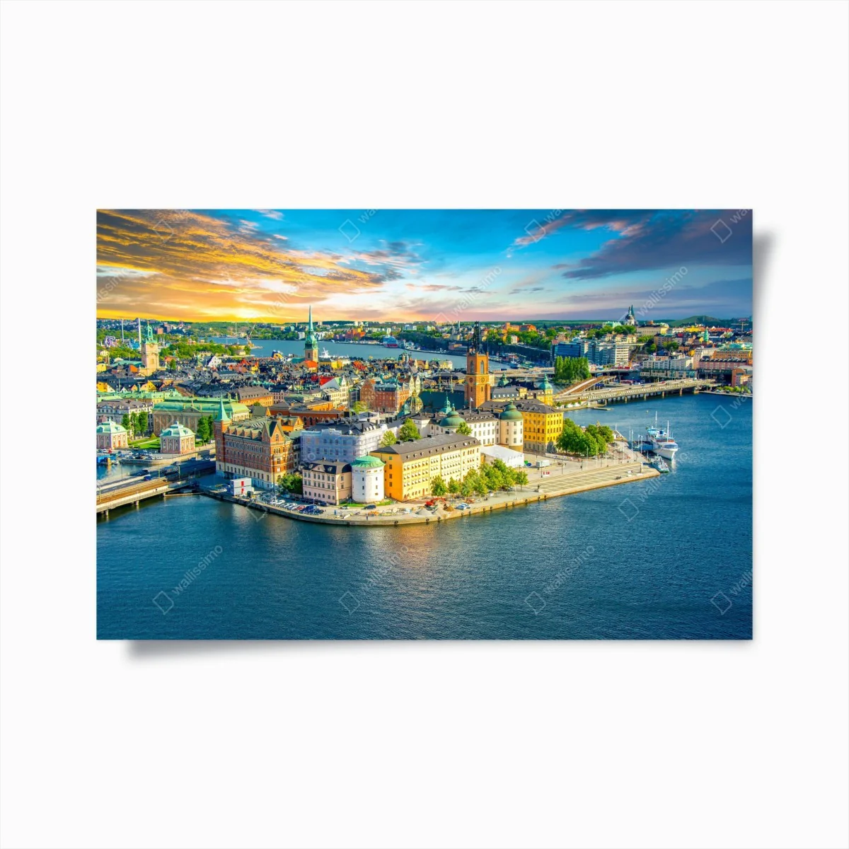 Poster lebendige stadtansicht von Stockholm bei sonnenuntergang – Wallnifity® Poster lebendige stadtansicht von Stockholm bei sonnenuntergang – Wallnifity®