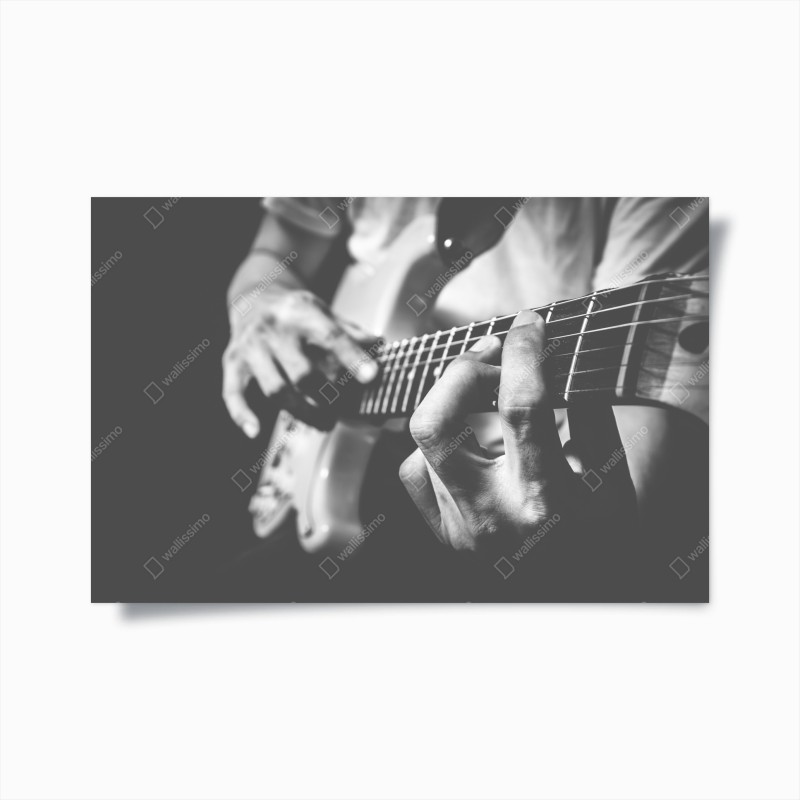 Poster monochrome gitarre nahaufnahme