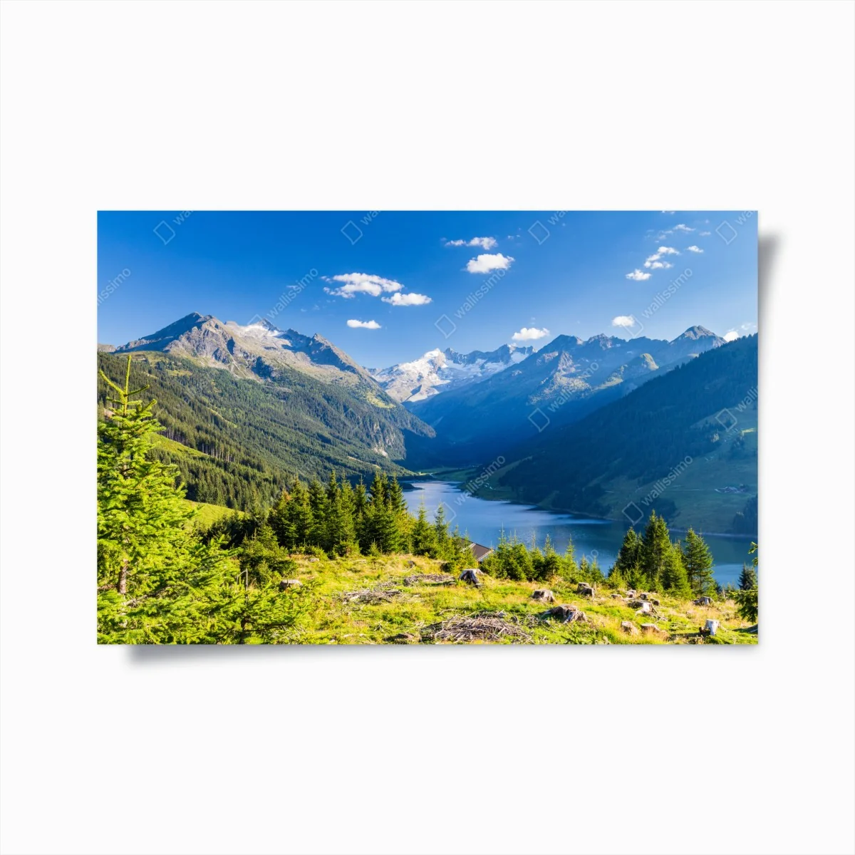Poster ruhiges tal mit alpensee – Wallnifity® Poster ruhiges tal mit alpensee – Wallnifity®