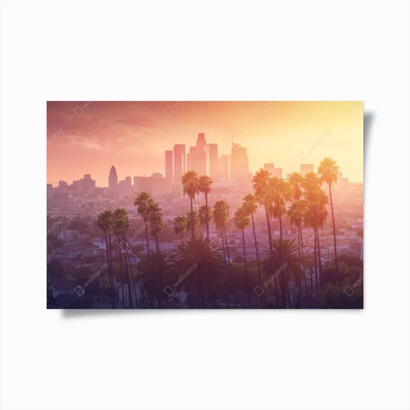 Poster Los Angeles goldener sonnenuntergang über der skyline
