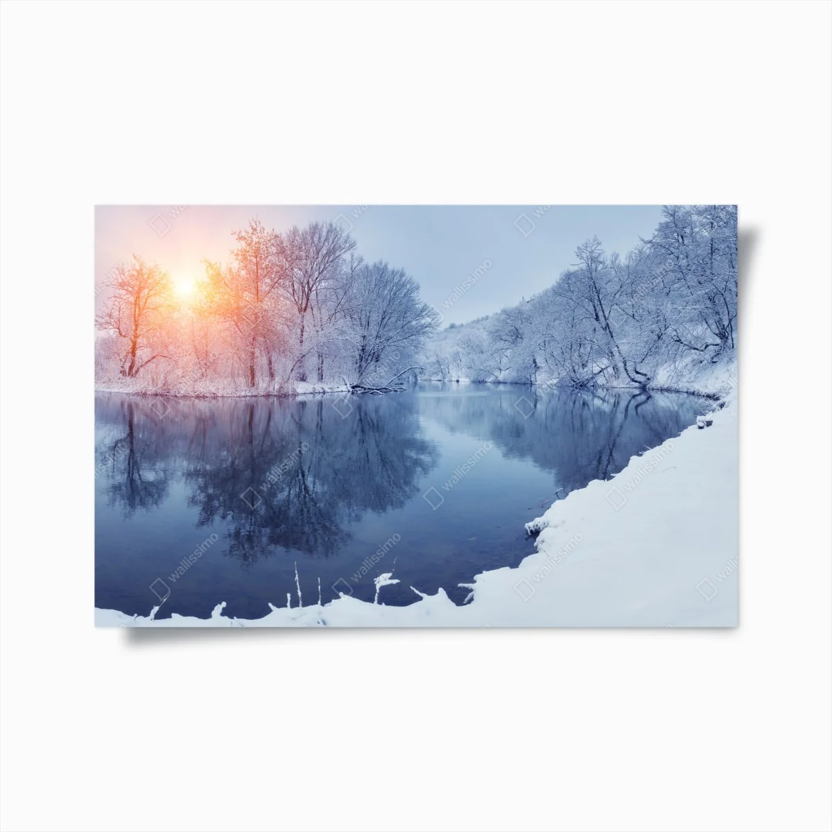 Poster winterliche flusslandschaft bei sonnenuntergang – Wallnifity® Poster winterliche flusslandschaft bei sonnenuntergang – Wallnifity®