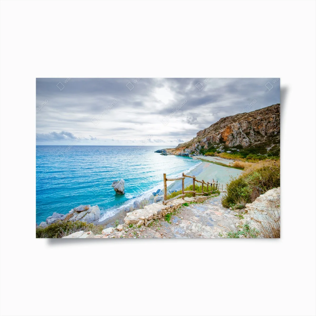 Poster ruhige türkisfarbene bucht mit küstenpfad – Wallnifity®