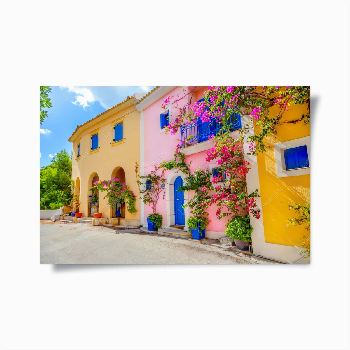 Poster bunte straße auf Kefalonia – Wallnifity® Poster bunte straße auf Kefalonia – Wallnifity®