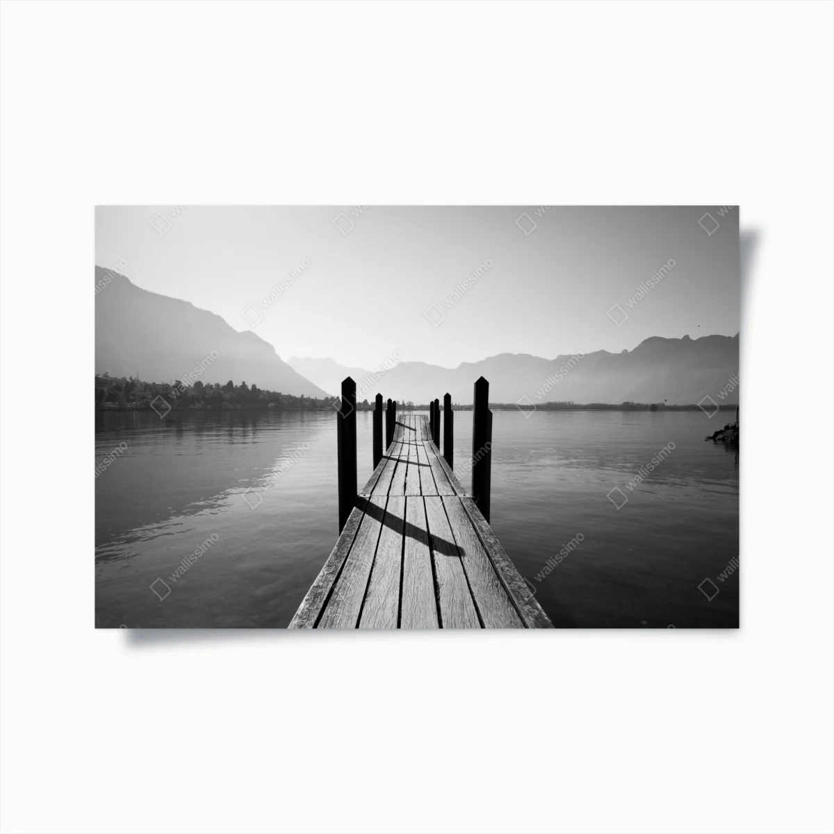Poster ruhiger steg am see in schwarzweiß – Wallnifity®
