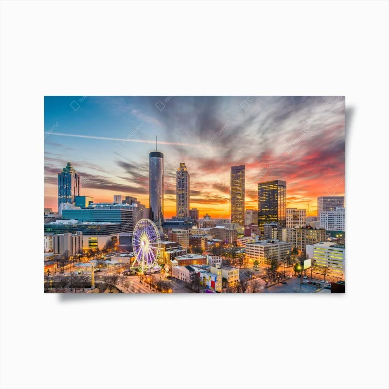 Poster Atlanta skyline bei sonnenuntergang