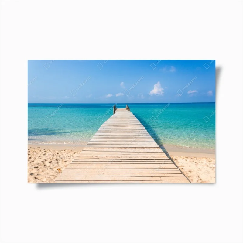 Poster hölzerner steg zum türkisfarbenen meer