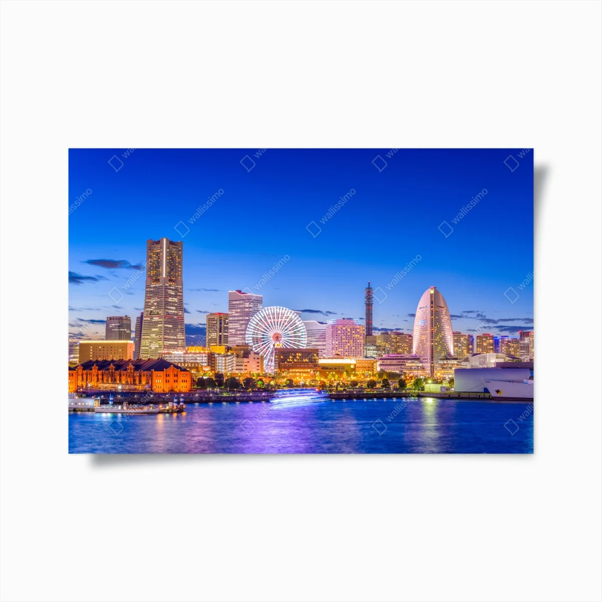 Poster Yokohama skyline bei dämmerung – Wallnifity® Poster Yokohama skyline bei dämmerung – Wallnifity®