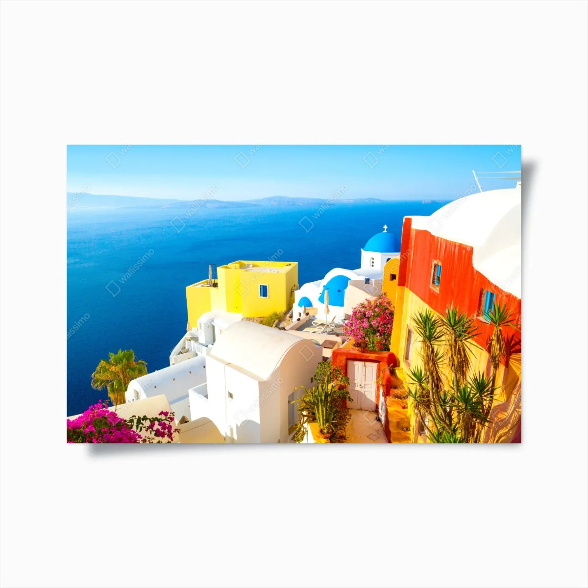 Poster sonniges Santorini küstendorf – Wallnifity® Poster sonniges Santorini küstendorf – Wallnifity®