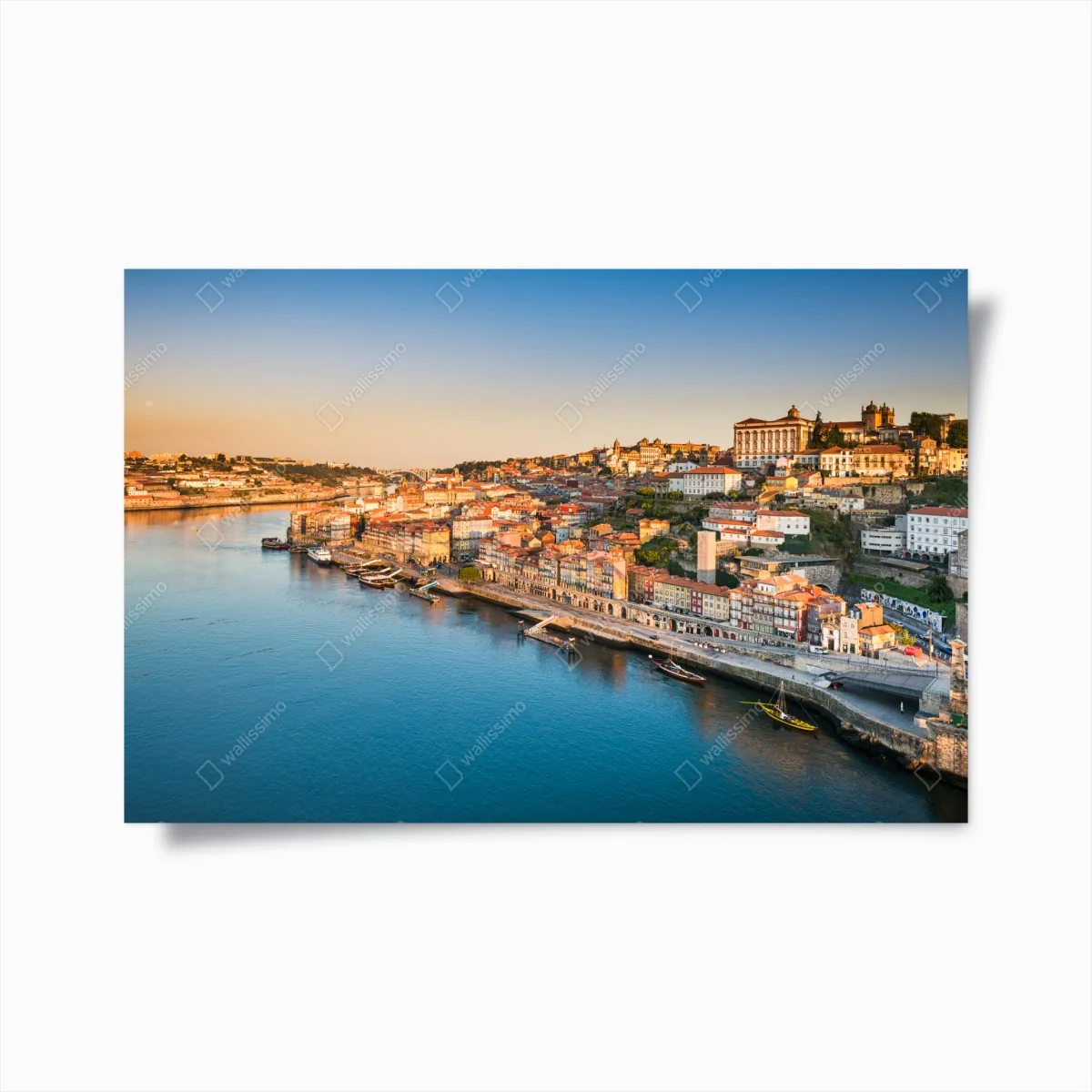 Poster sonnige Porto ufer-skyline im goldenen licht – Wallnifity® Poster sonnige Porto ufer-skyline im goldenen licht – Wallnifity®