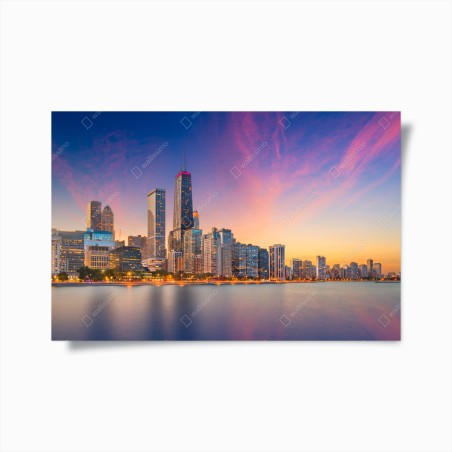 Poster Chicago skyline bei dämmerung – Wallnifity®