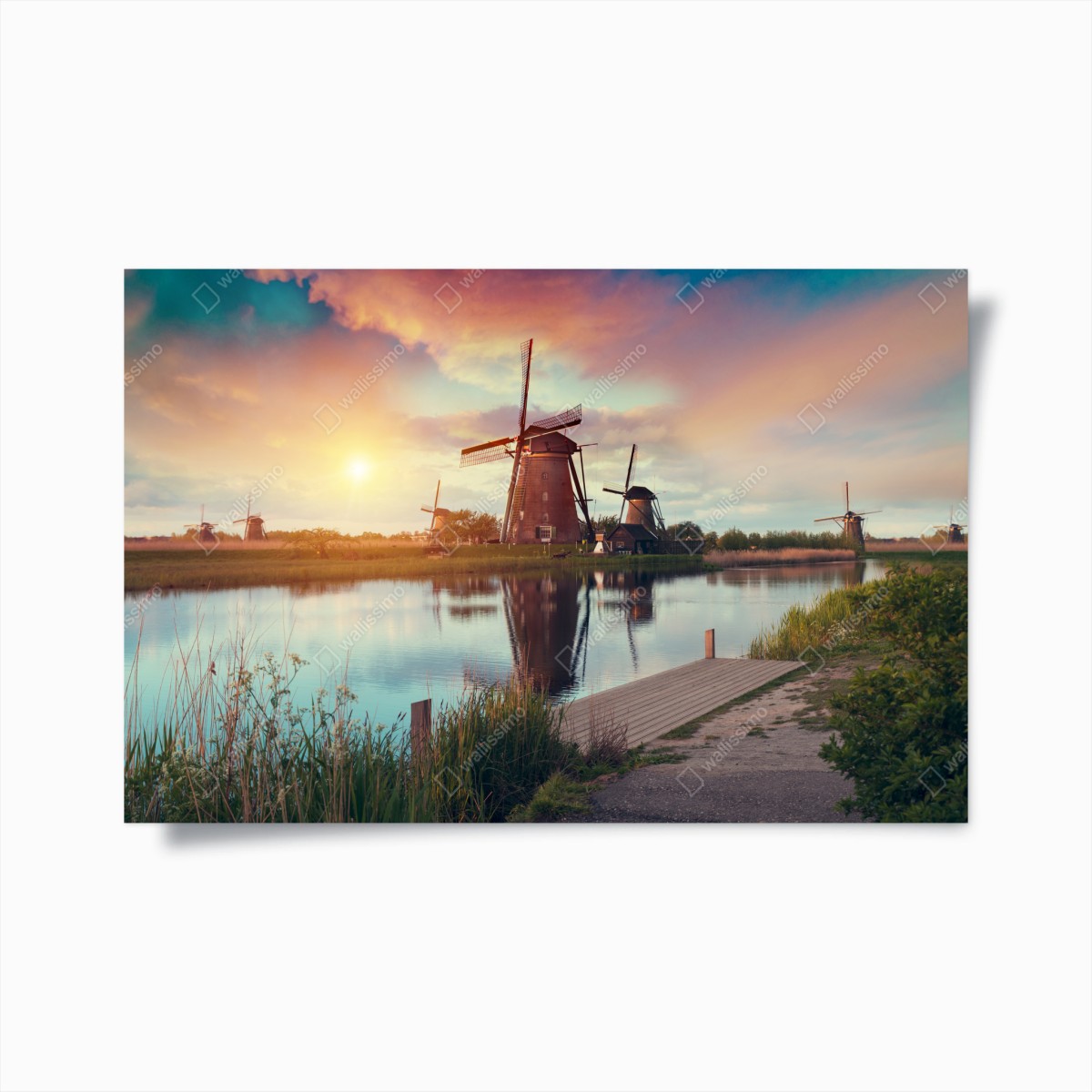Poster sonnenuntergang über windmühlen in den Niederlanden – Wallnifity®