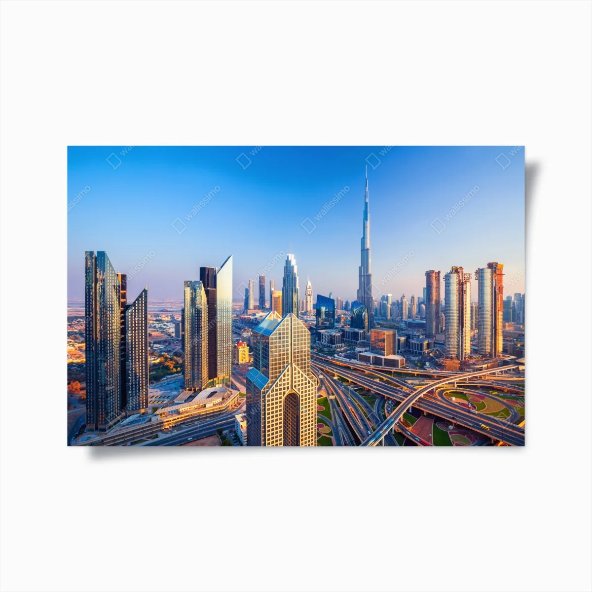 Poster panorama Dubais mit Burj Khalifa bei sonnenuntergang – Wallnifity®