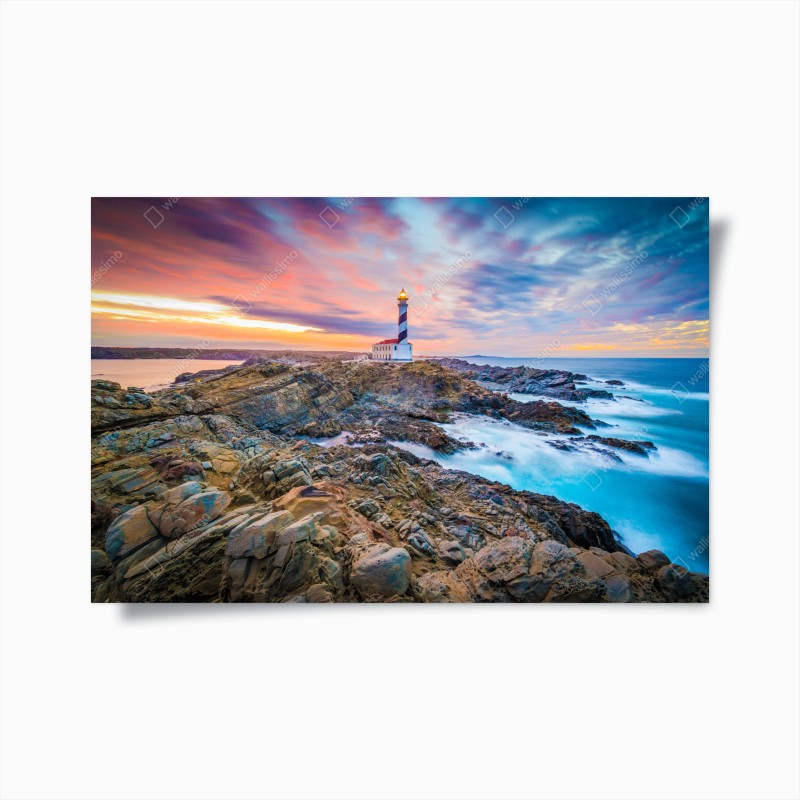 Poster sonnenuntergang bei leuchtturm Favaritx, Menorca