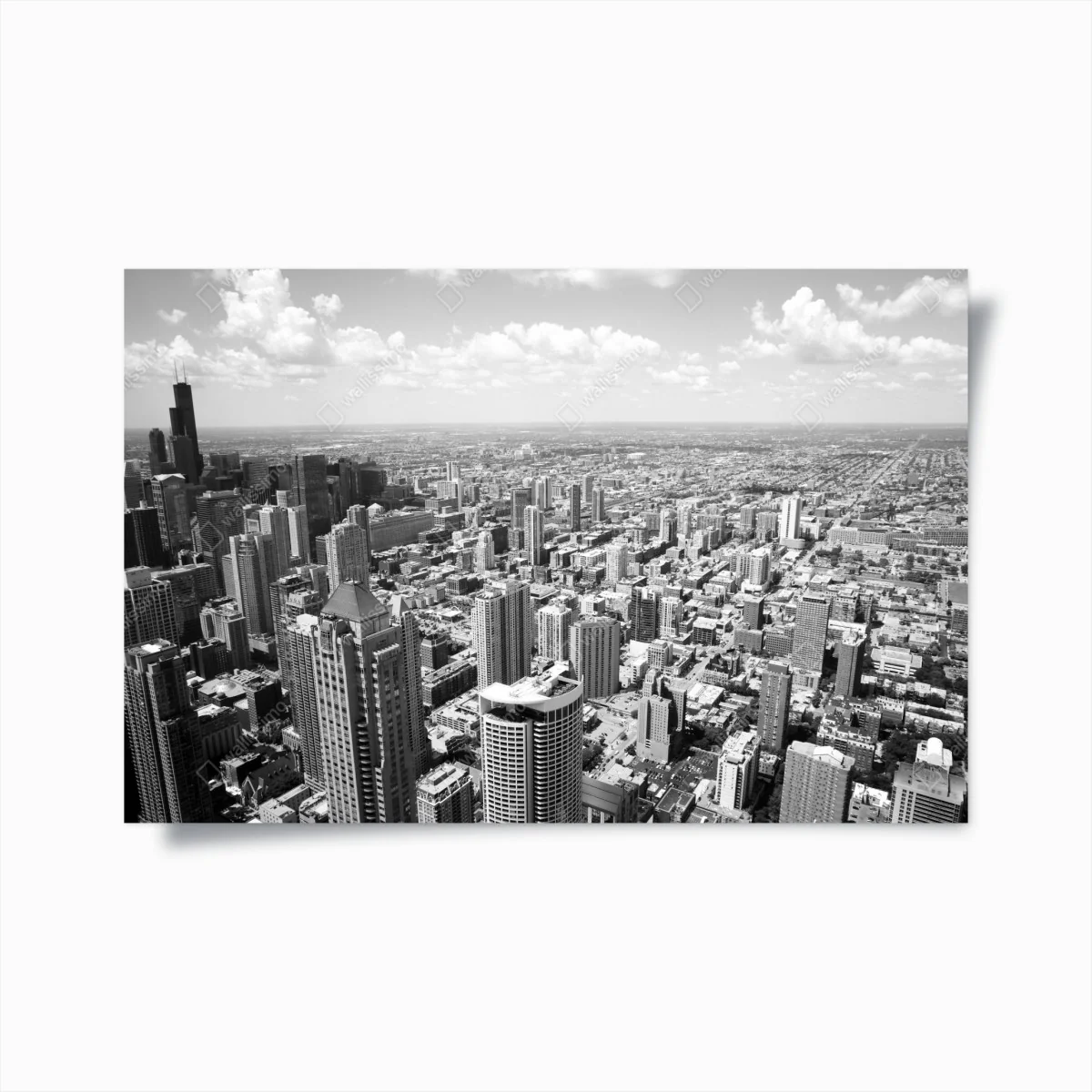 Poster Chicago skyline in graustufen – Wallnifity®
