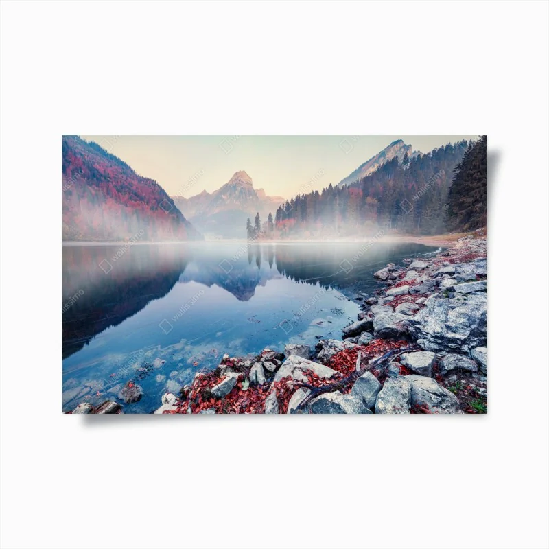 Poster aquarell-bananen und blättermuster auf rosa hintergrund – Wallnifity®