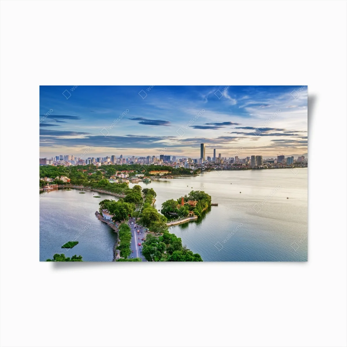 Poster ruhige städtische panorama am see – Wallnifity® Poster ruhige städtische panorama am see – Wallnifity®