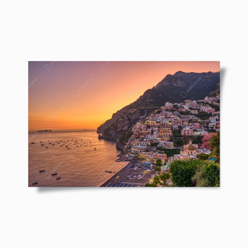 Poster sonnenuntergang über Positano, Amalfiküste