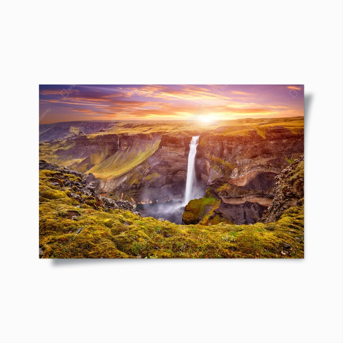 Poster Haifoss wasserfall bei sonnenuntergang – Wallnifity®