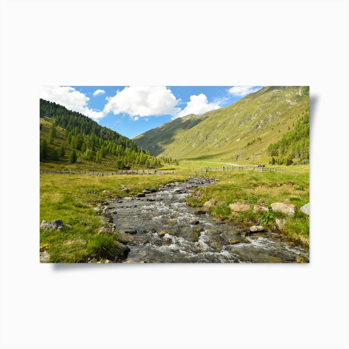Poster alpenbach im sonnigen tal – Wallnifity®