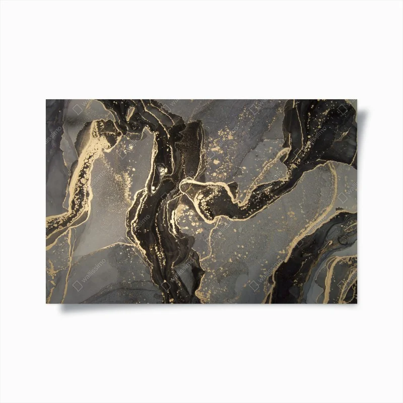 Poster luxuriöser schwarz-goldener marmor abstrakt