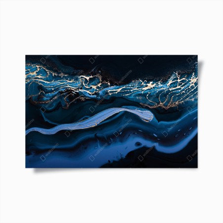 Poster marineblaue und goldene abstraktion – Wallnifity®
