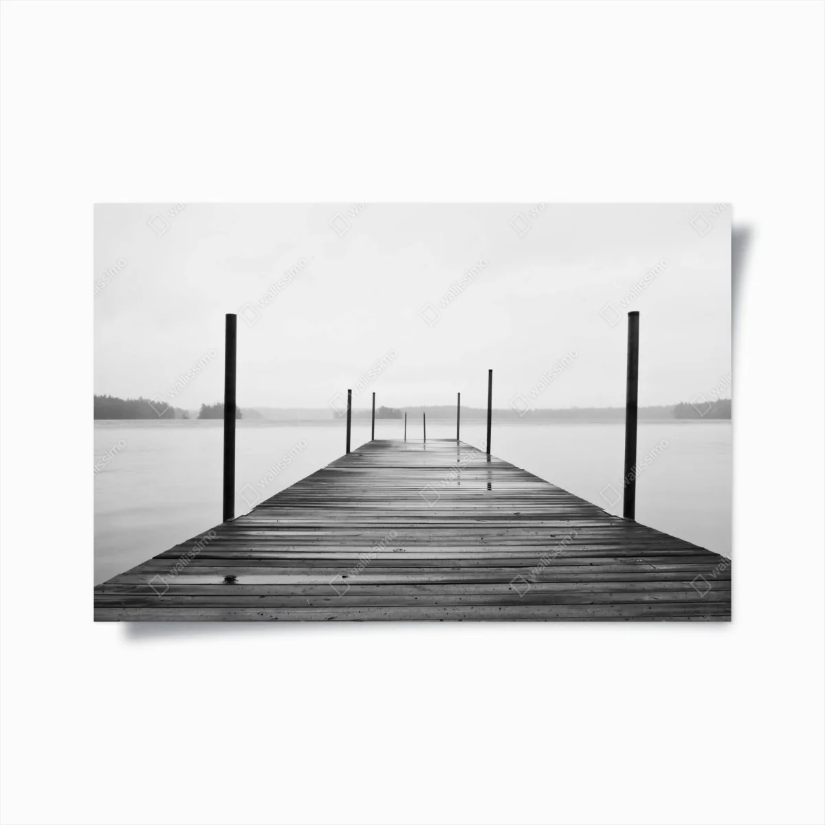 Poster nebliger steg am see in monochrom – Wallnifity®