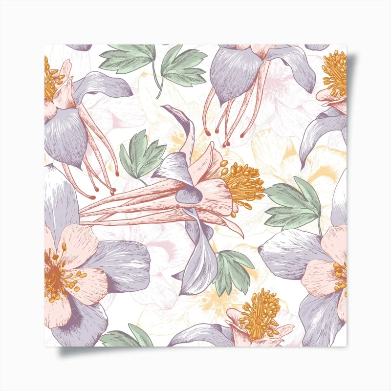 Poster zarte pastellblumen im botanischen stil