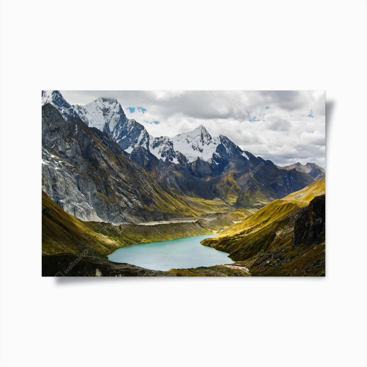 Poster türkisblauer bergsee unter schneegipfeln – Wallnifity®