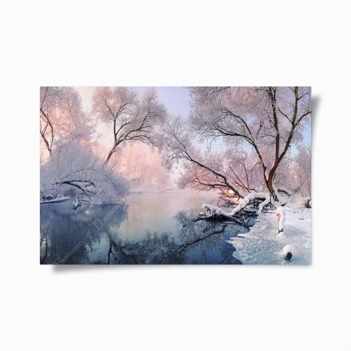 Poster ruhige winterlandschaft am fluss – Wallnifity®
