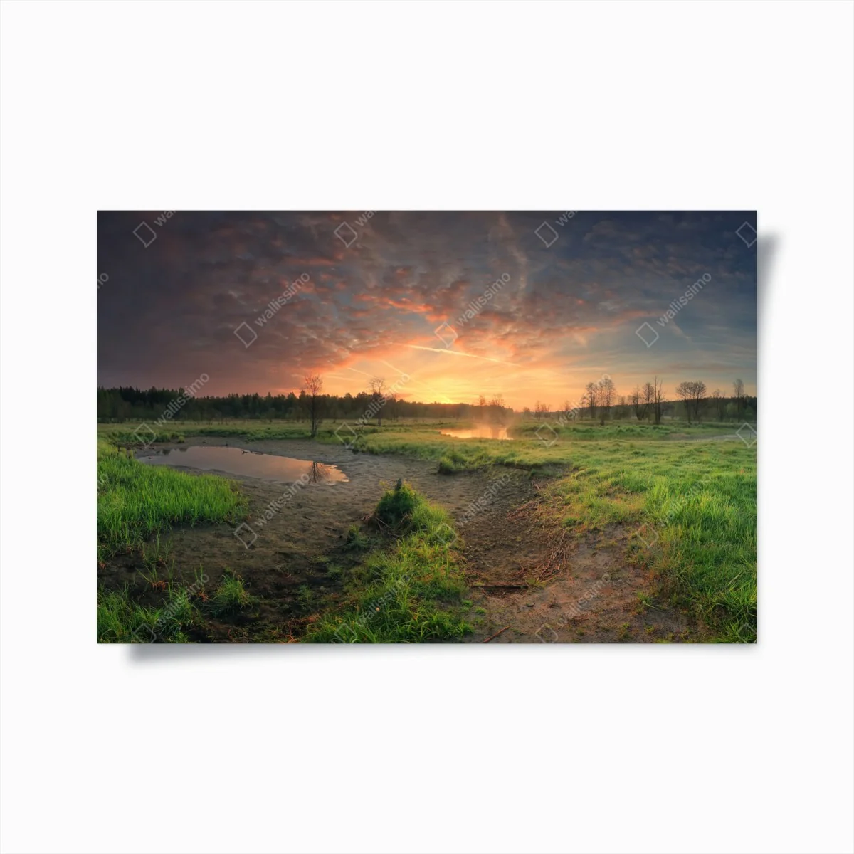 Poster sonnenuntergang über einer ruhigen wiese – Wallnifity®