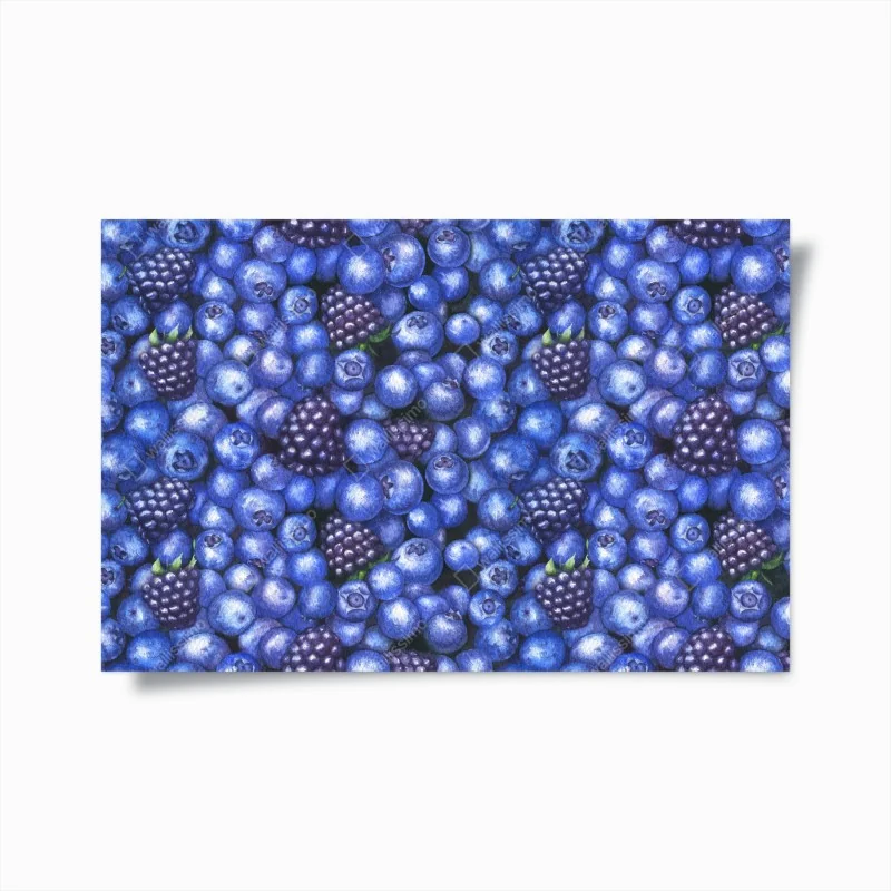 Poster aquarellmuster mit blaubeeren und brombeeren