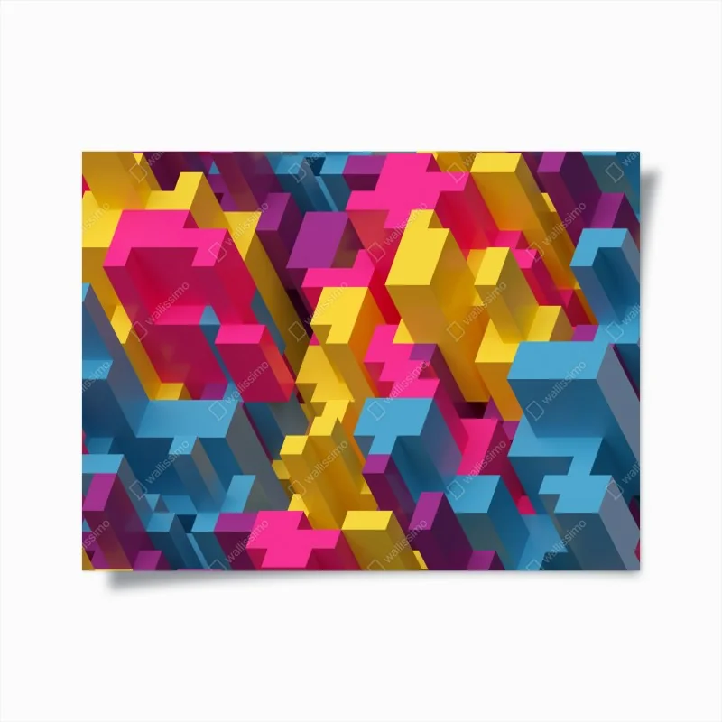 Poster buntes 3d-voxel-muster