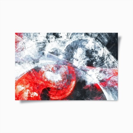 Poster dynamische rote und weiße abstrakte komposition – Wallnifity®