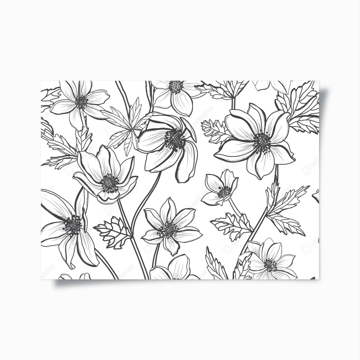 Poster botanische linienzeichnung mit blumen – Wallnifity®