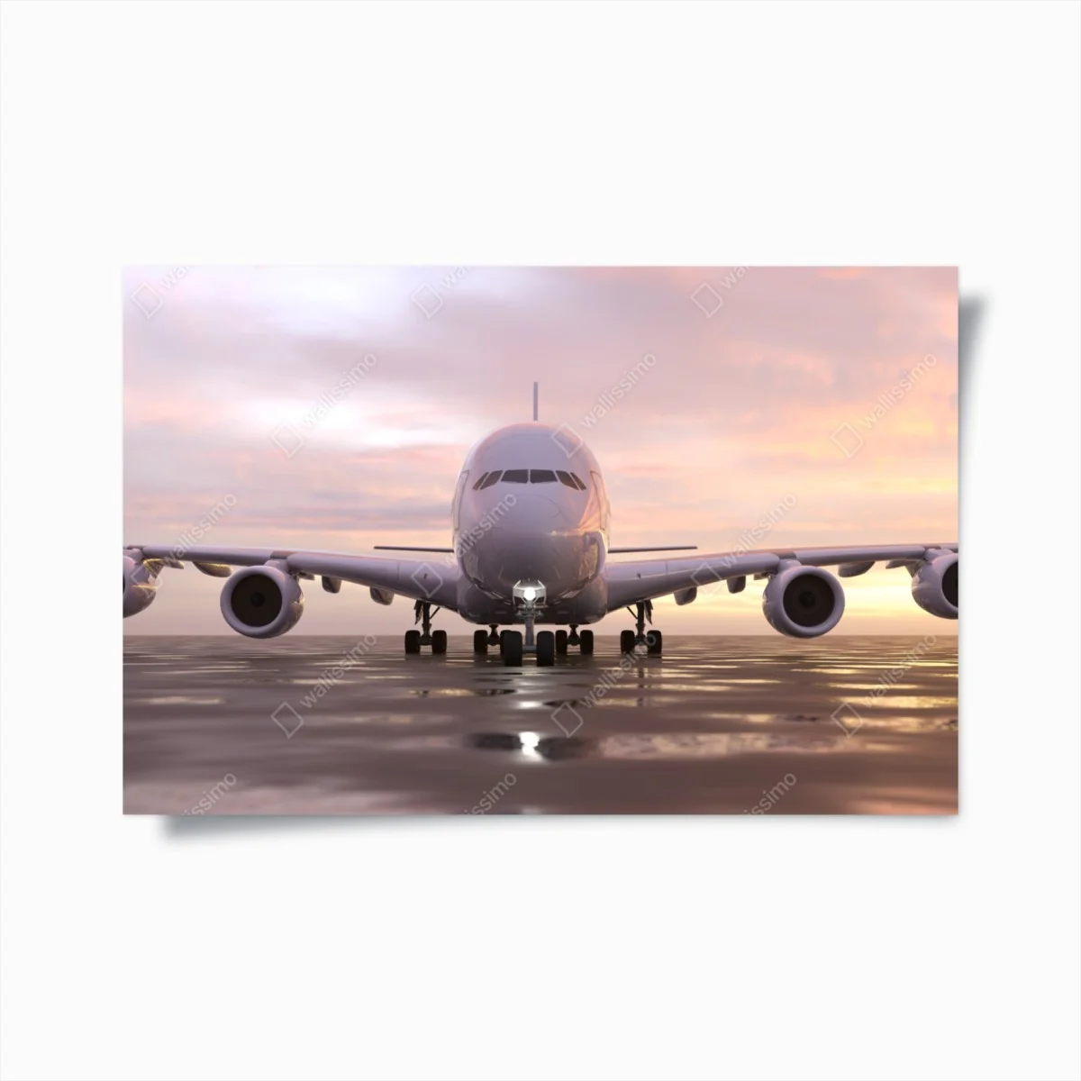 Poster jet auf der startbahn bei sonnenuntergang – Wallnifity®