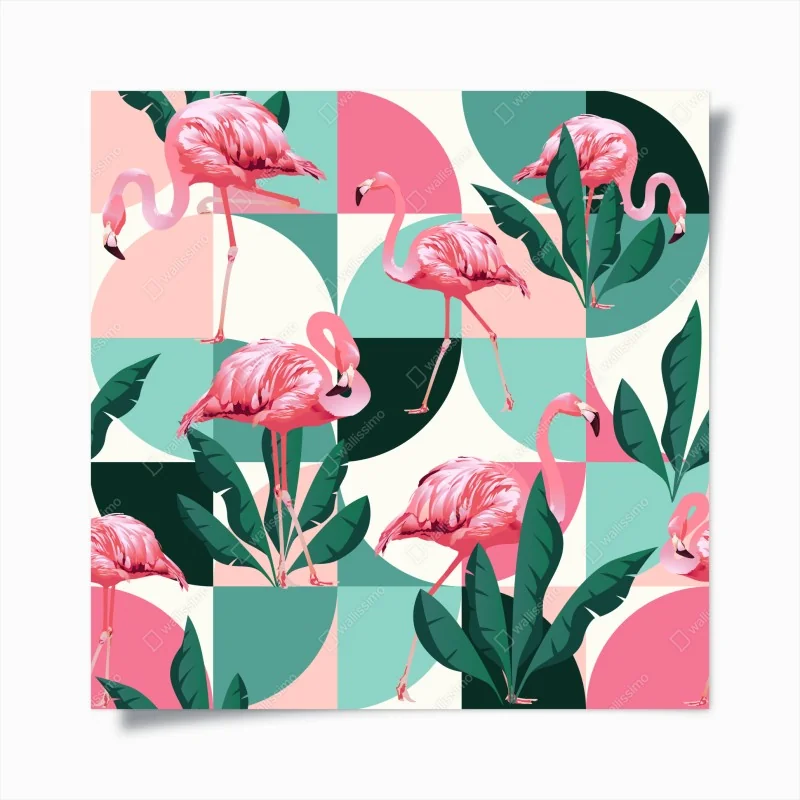 Poster verspieltes rosa flamingo-muster