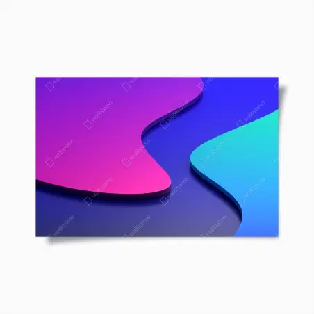 Poster leuchtende lila-blaue abstrakte 3d-formen – Wallnifity®