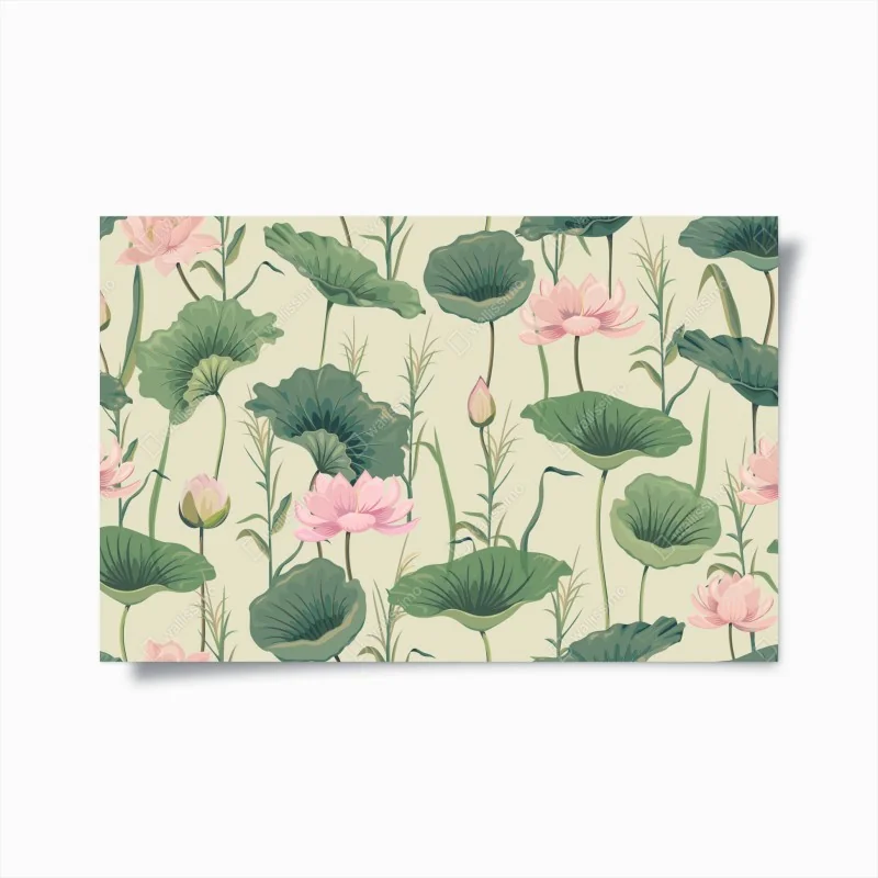 Poster sanfter lotusgarten botanisches muster