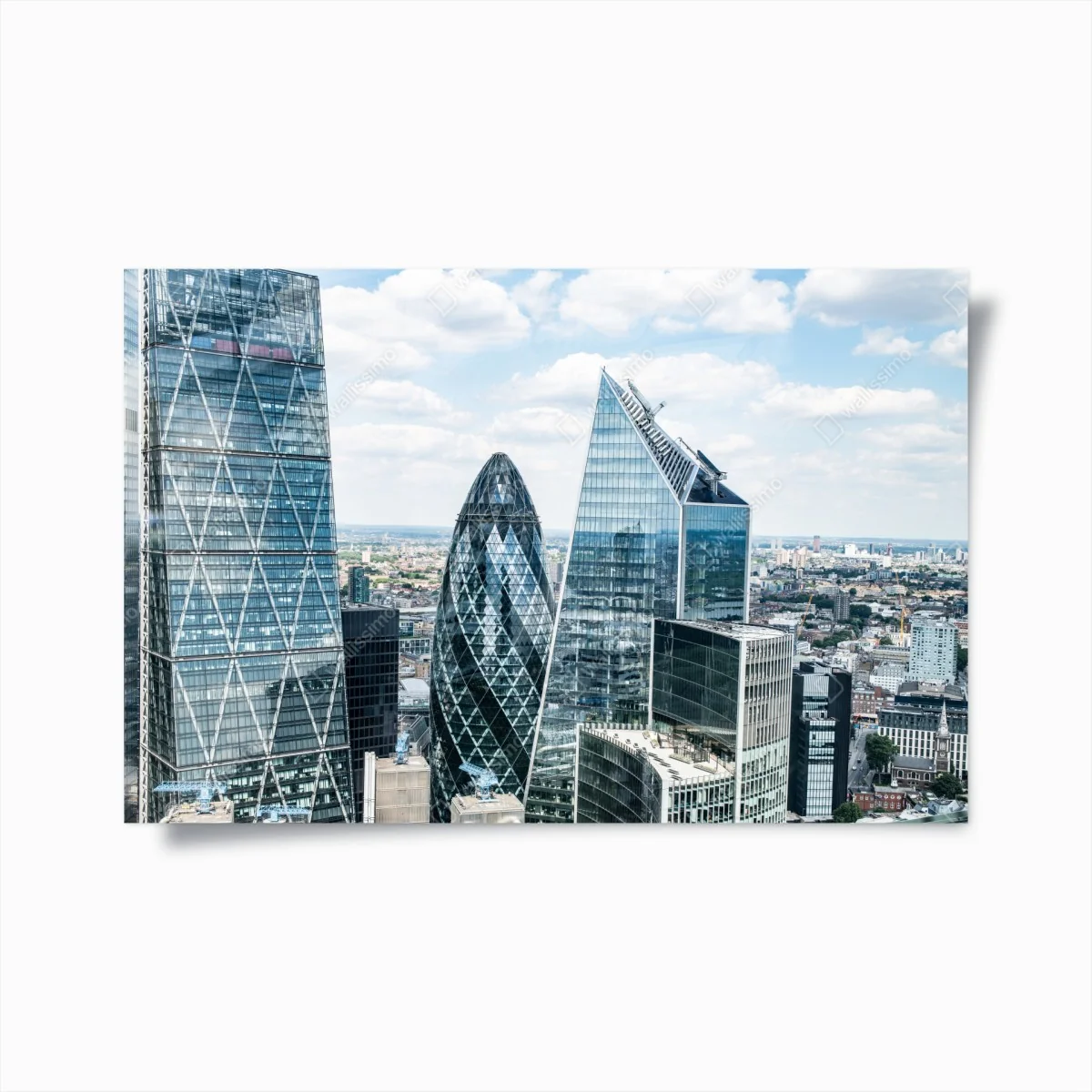 Poster moderne London skyline mit gläsernen wolkenkratzern – Wallnifity®