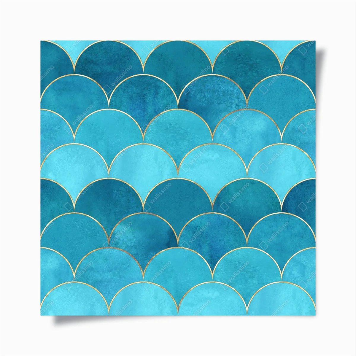 Poster türkis schuppenmuster mit goldakzenten – Wallnifity®