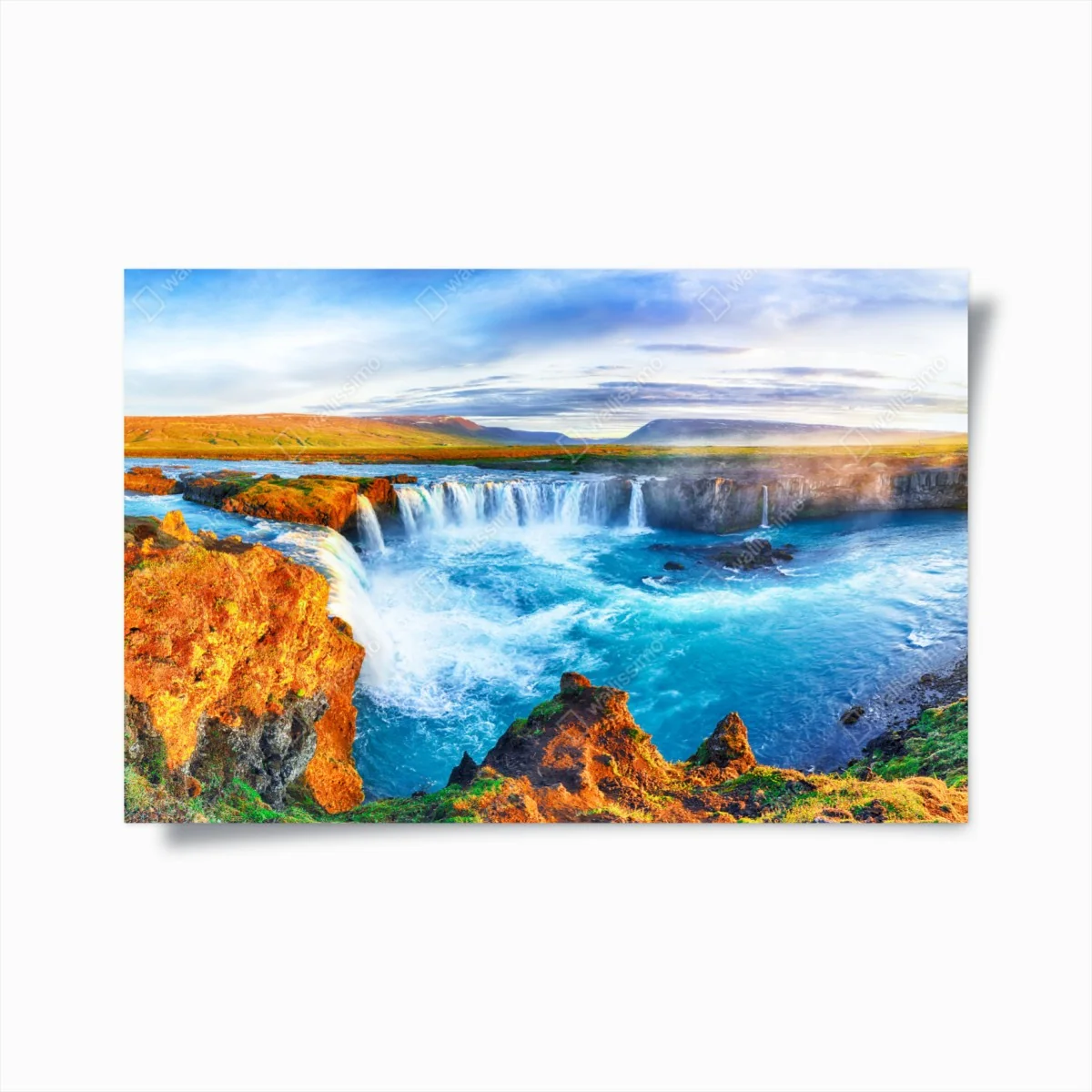 Poster panorama des wasserfalls Godafoss bei sonnenaufgang – Wallnifity® Poster panorama des wasserfalls Godafoss bei sonnenaufgang – Wallnifity®