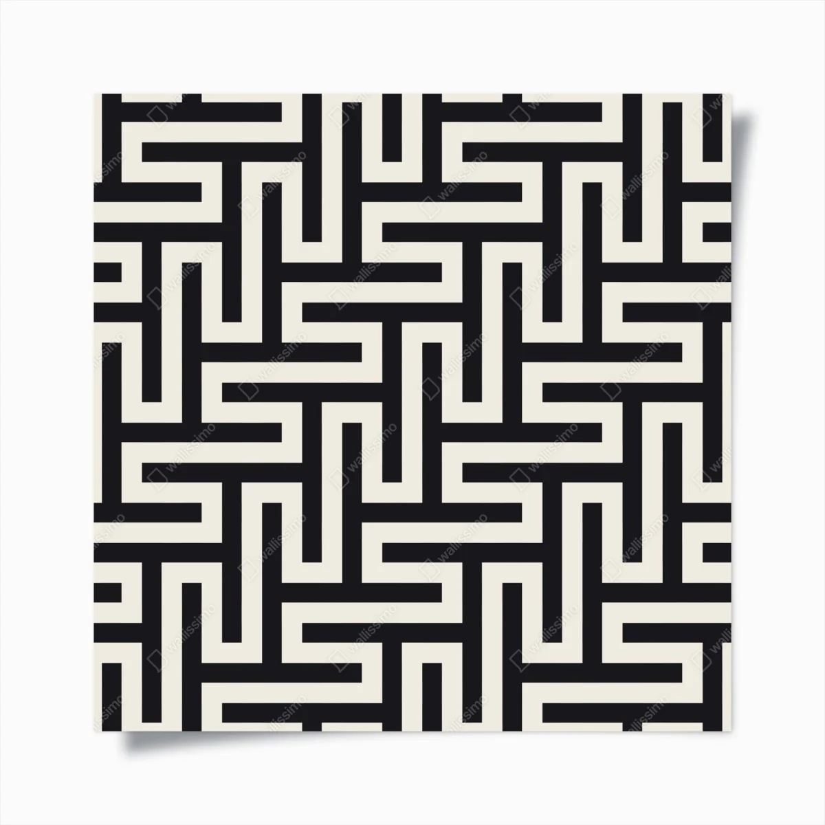 Poster geometrisches labyrinthmuster in beige und schwarz – Wallnifity®