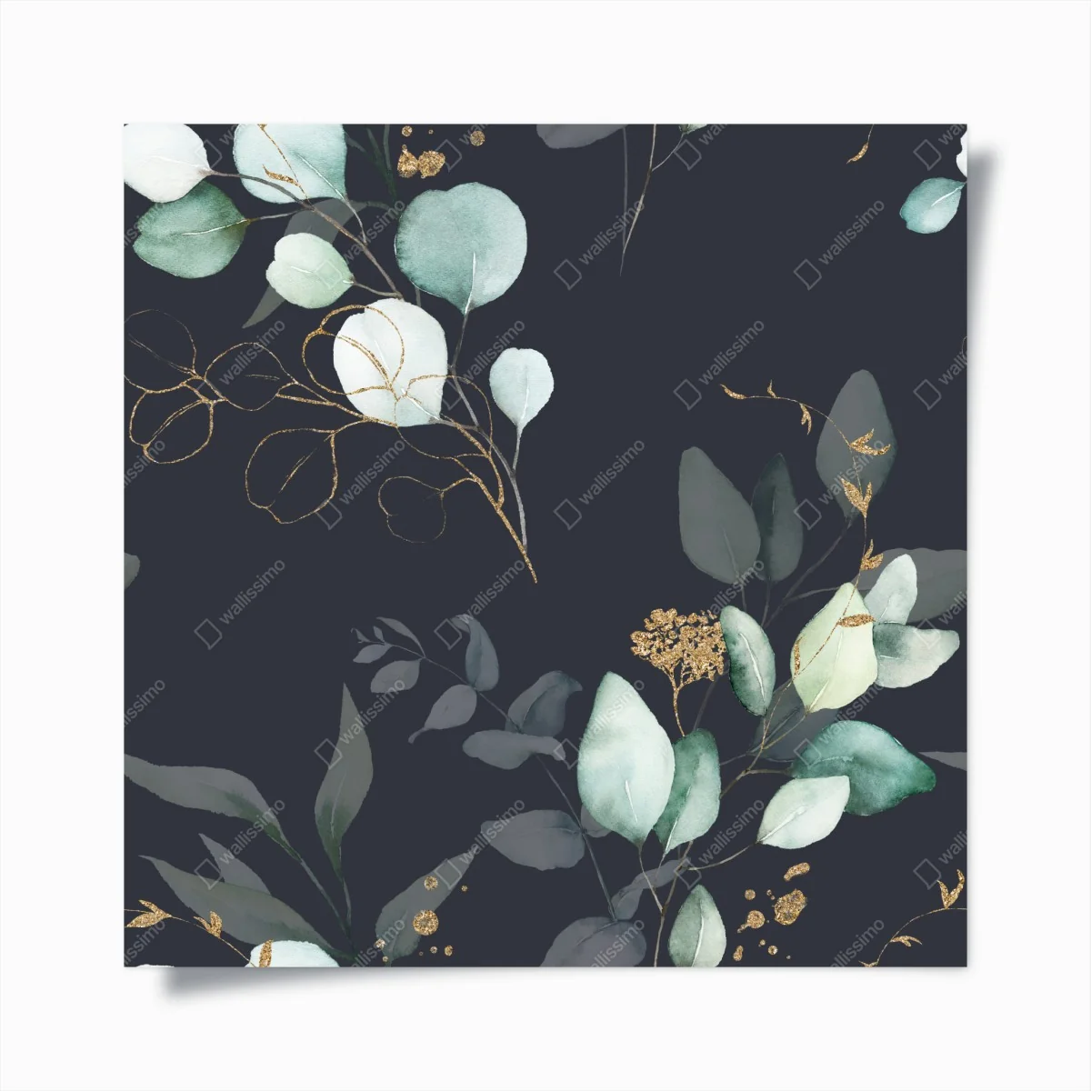 Poster eukalyptus aquarellblätter auf dunklem hintergrund – Wallnifity®